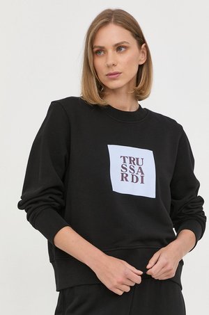Trussardi bluza bawełniana damska kolor czarny z nadrukiem