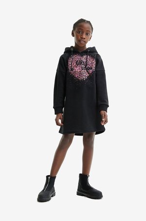 Desigual sukienka bawełniana dziecięca kolor czarny mini oversize
