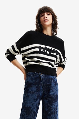 Desigual sweter z domieszką wełny damski kolor czarny lekki