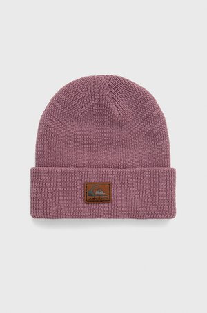 Quiksilver czapka kolor fioletowy z cienkiej dzianiny