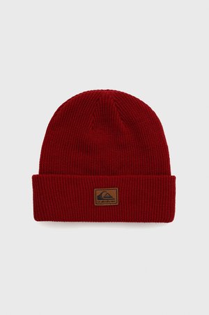 Quiksilver czapka kolor czerwony z cienkiej dzianiny