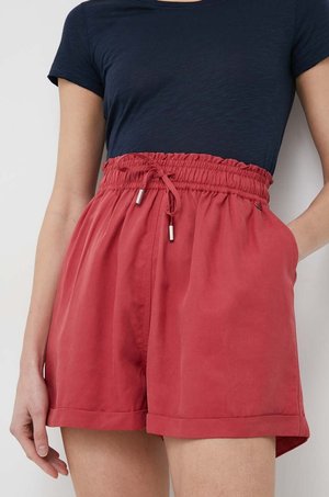 Pepe Jeans szorty damskie kolor czerwony gładkie high waist