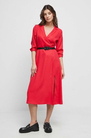 Medicine sukienka kolor czerwony midi rozkloszowana