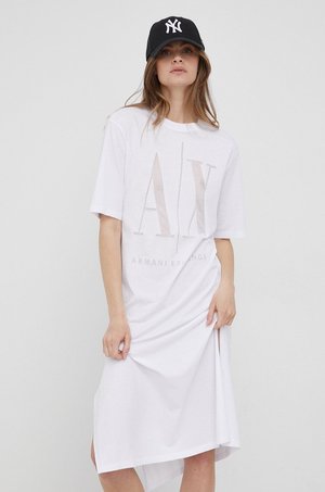 Armani Exchange sukienka 8NYAHX.YJ8XZ.NOS kolor biały midi prosta