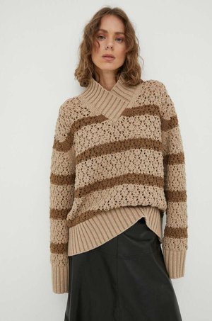 Lovechild sweter z domieszką wełny damski kolor beżowy ciepły