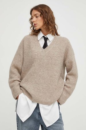 Gestuz sweter wełniany damski kolor beżowy