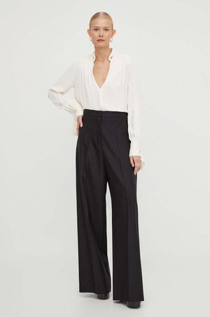 BOSS spodnie wełniane x Alica Schmidt kolor czarny szerokie high waist